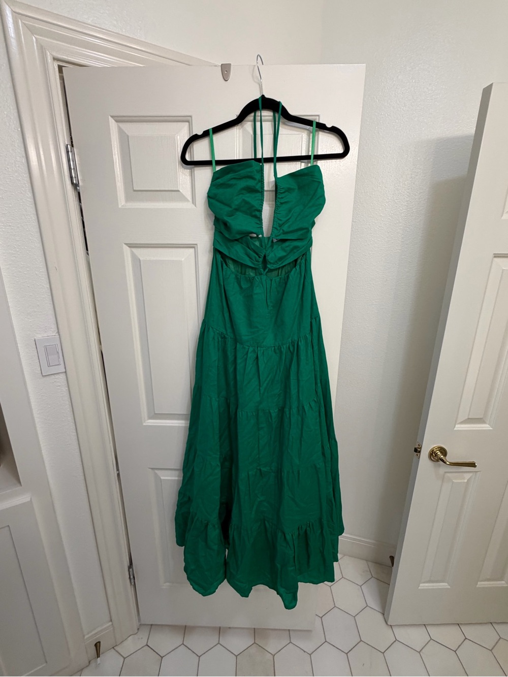 Emerald Green Tiered Maxi Dress with Spaghetti Straps